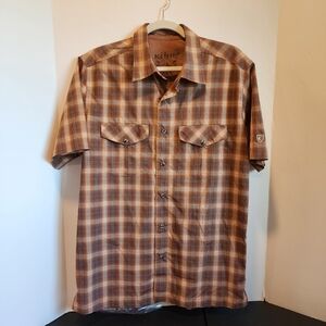 Kuhl Konquer Shirt Lightweight UPF 30 Sun Protection Casual Pearl Snap size Med